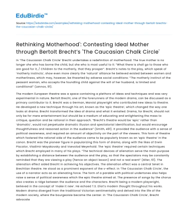 Contesting Ideal Motherhood in ‘The Caucasian Chalk Circle’