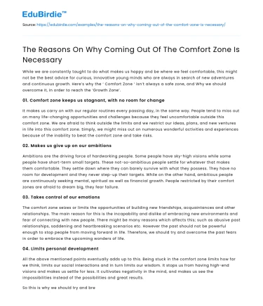 The Reasons On Why Coming Out Of The Comfort Zone Is Necessary