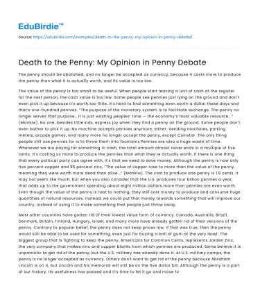 Death to the Penny: My Opinion in Penny Debate