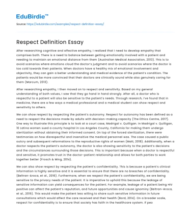 Respect Definition Essay