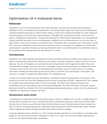 Optimization Of A Volleyball Serve