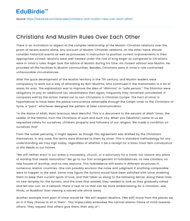 Interfaith Governance: Christian and Muslim Rule