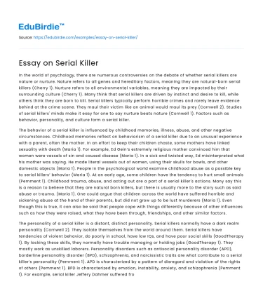 Essay on Serial Killer