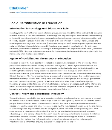 Social Stratification In Education