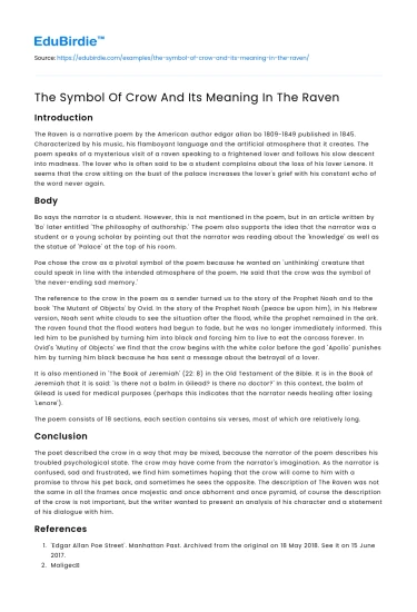 The Symbol Of Crow And Its Meaning In The Raven