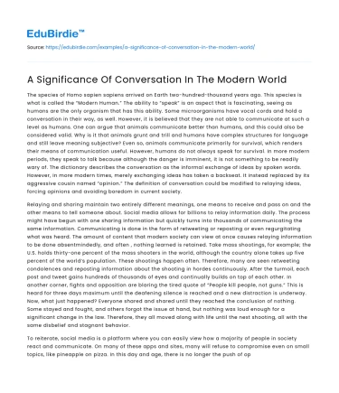 A Significance Of Conversation In The Modern World