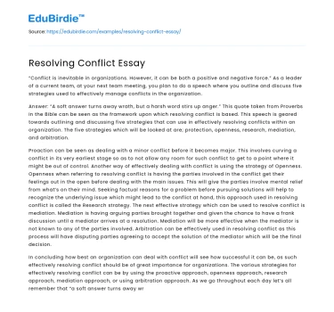 Resolving Conflict Essay