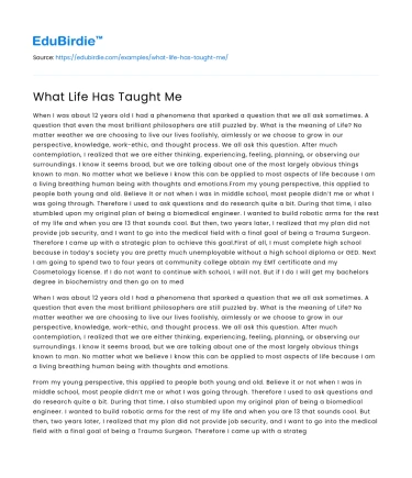 What Life Has Taught Me