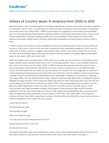 History of Country Music in America from 2000 to 2010