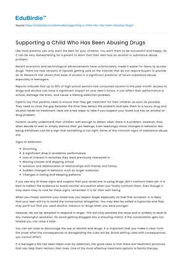 Supporting a Child Who Has Been Abusing Drugs