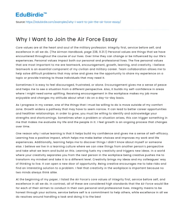 Why I Want to Join the Air Force Essay