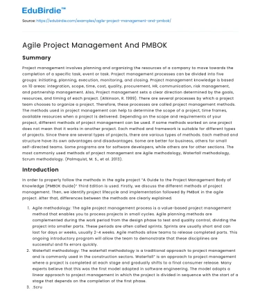 Agile Project Management And PMBOK