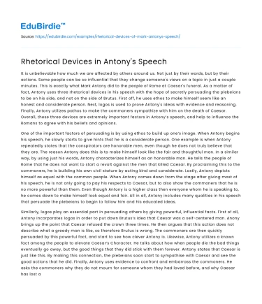 Rhetorical Devices in Antony’s Speech