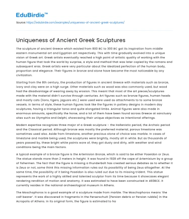 Uniqueness of Ancient Greek Sculptures