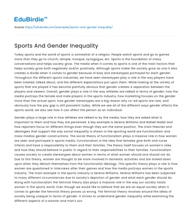 Sports And Gender Inequality
