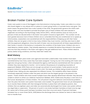 Broken Foster Care System