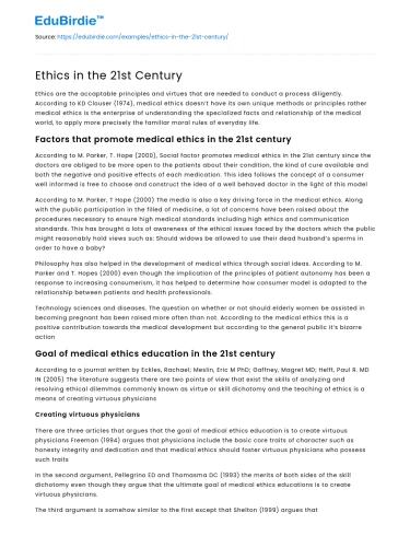Ethics in the 21st Century