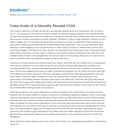 Case study of a Sexually Abused Child
