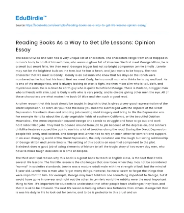 Reading Books As a Way to Get Life Lessons: Opinion Essay