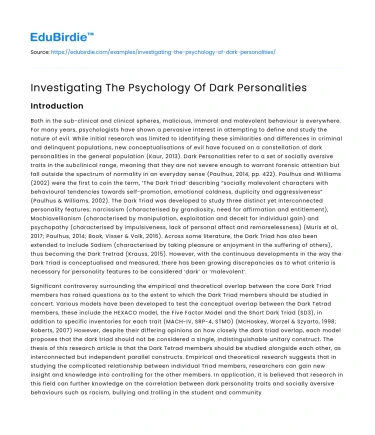 Investigating The Psychology Of Dark Personalities