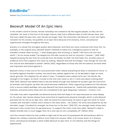 Beowulf: Model Of An Epic Hero