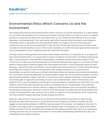 Environmental Ethics: Balancing Human and Ecological Needs