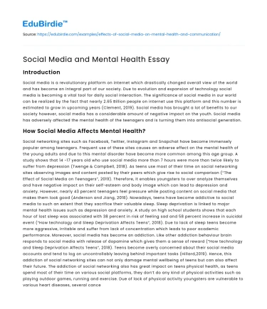 The Impact of Social Media on Mental Health