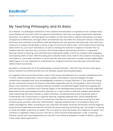 My Teaching Philosophy