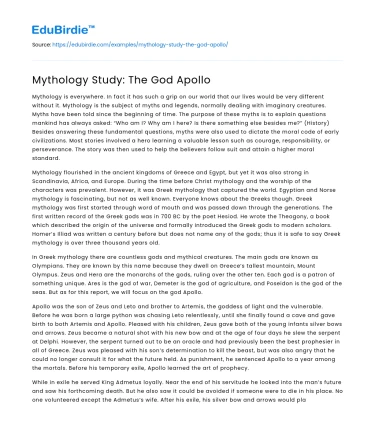 Mythology Study: The God Apollo