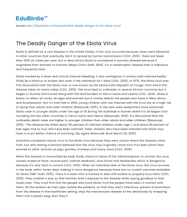 The Lethal Threat of Ebola Virus