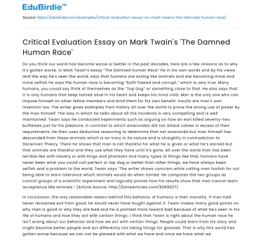 Analyzing Mark Twain’s Critique of Human Nature