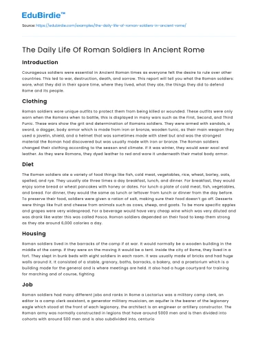 The Daily Life Of Roman Soldiers In Ancient Rome