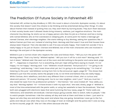 The Prediction Of Future Society In Fahrenheit 451