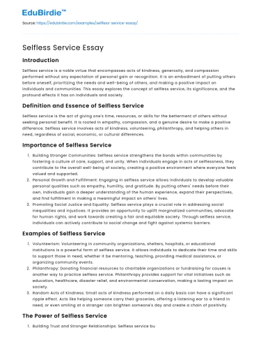 Selfless Service Essay