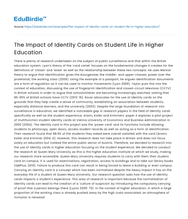 The Impact of Identity Cards on Student Life in Higher Education