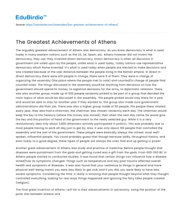 The Greatest Achievements of Athens