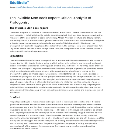 The Invisible Man Book Report: Critical Analysis of Protagonist
