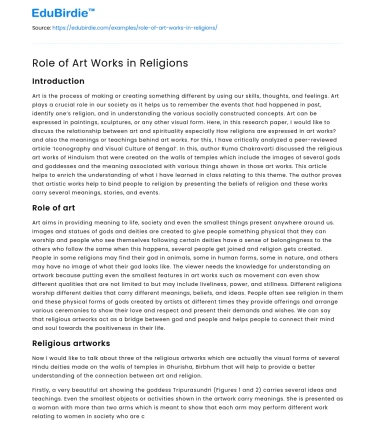 Role of Art Works in Religions