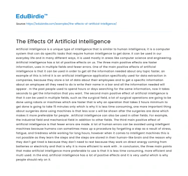 The Effects Of Artificial Intelligence