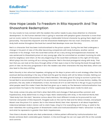 How Hope Leads To Freedom In Rita Hayworth And The Shawshank Redemption