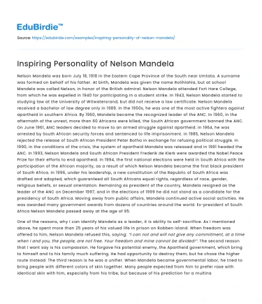 Inspiring Personality of Nelson Mandela