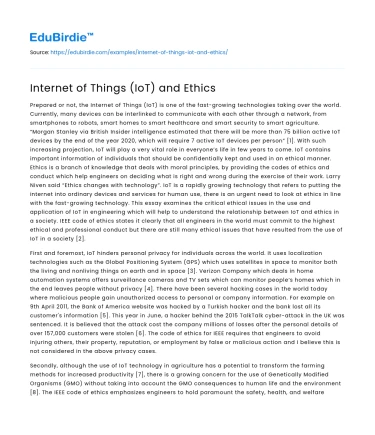 Internet of Things (IoT) and Ethics