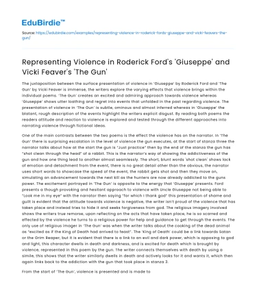 Violence in ‘Giuseppe’ and ‘The Gun’ by Roderick Ford and Vicki Feaver