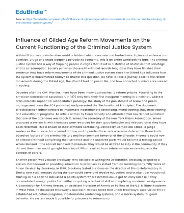 Gilded Age Reforms Impact on Criminal Justice System Today
