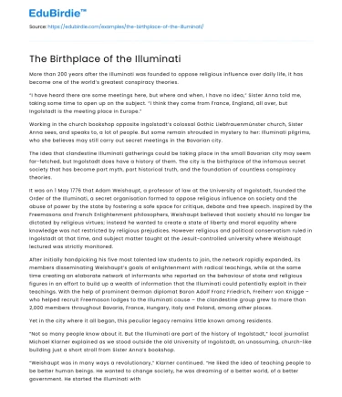 The Birthplace of the Illuminati