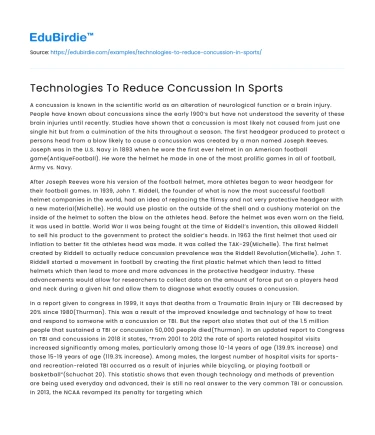 Technologies To Reduce Concussion In Sports