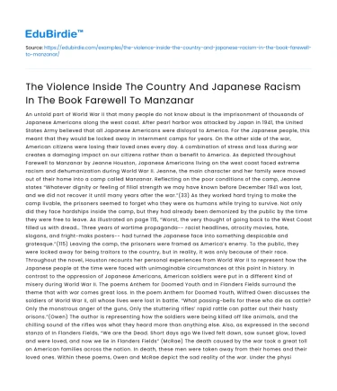 Violence and Racism in Farewell to Manzanar