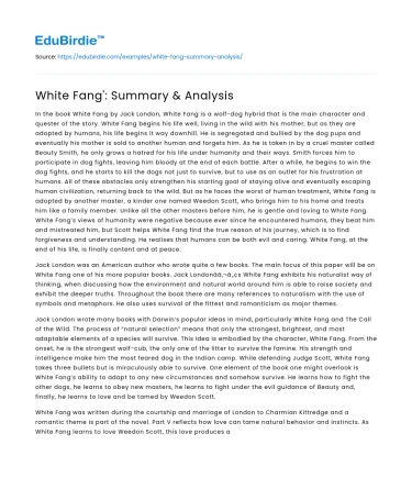White Fang’: Summary & Analysis