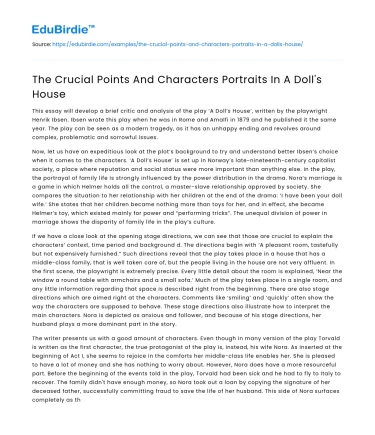 The Crucial Points And Characters Portraits In A Doll’s House