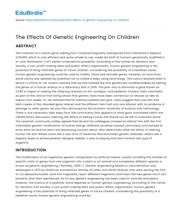 The Effects Of Genetic Engineering On Children